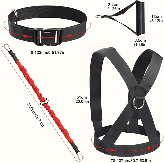 Resistance Running Training Bungee Band, Bungee Resistance Cord Set, Long Resistance Band, Lateral Movement Sprint Overspeed Training Fitness for Fast