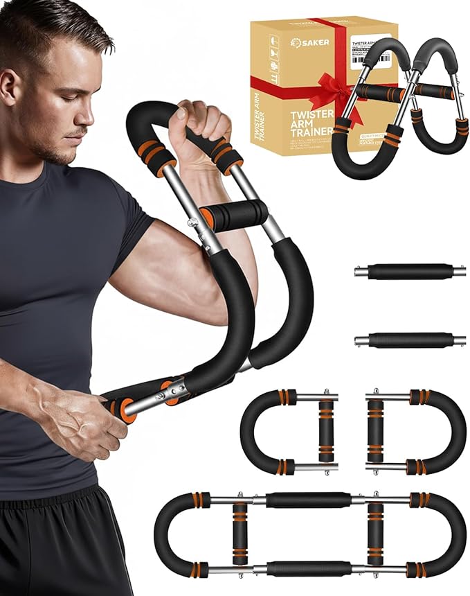 2026 New Saker PowerTwist Arm Trainer, Adjustable Forearm Strengthener, Arm Exercise and Chest Workout Equipment for Home Gym, for Men, Ideas for Fitness Enthusiasts