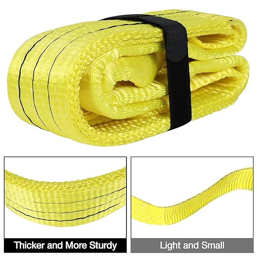 Lift Sling Straps,3" x 8' 2-Ply Heavy Duty Flat Eye Lift Sling,Twist Eye Polyester Lifting Straps Tree Saver Recovery Strap Web Sling Rigging Securing Moving Tow Hoisting Gear Straps Kit 17600lb