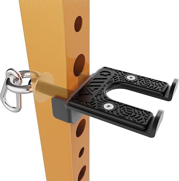 VAIIO 2-in-1 Olympic Barbell Holder and Resistance Band Anchor for Power Racks, Fits 5/8"-1" Holes, Heavy Duty Steel Bar Storage Hanger with Protective Padding