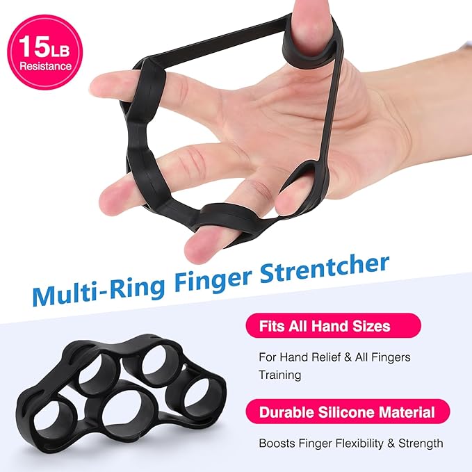 CYFIE Grip Strength Trainer Kit with Adjustable Resistance 10 - 132 Lbs, Forearm Exerciser, Finger Stretcher, Stress Ball, Forearm Strengthener for Workout wuth Storage Bag, Muscle Building and Recovery