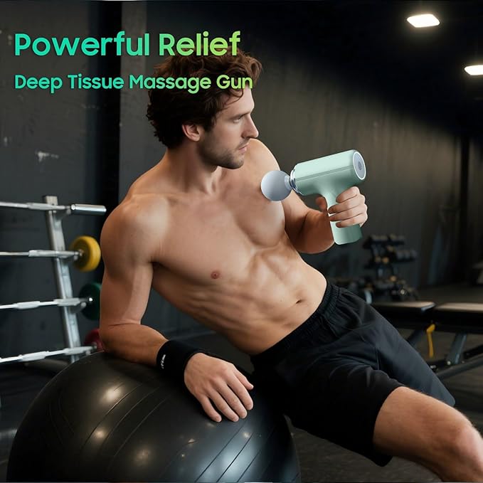 Massage Gun with Heat – Amazing Power! Deep Tissue Percussion Massager, Handheld Mini Muscle Gun, 5 Massage Heads, Quiet & Portable