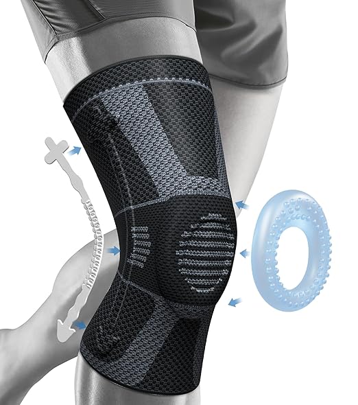 NEENCA Professional Knee Brace for Pain Relief, Medical Knee Compression Sleeve, Knee Support with Horizontal Knit Tech for Meniscus Tear, ACL, Arthritis, Joint Pain, Runner, Workout