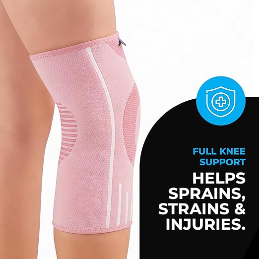 VITTO Kids Knee Brace - Osgood Schlatter Knee Brace Youth, Compression Sleeve for Boys and Girls from 4-14 years old (Pink, XL)