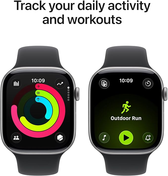Apple Watch Series 11 [GPS + Cellular 46mm] Smartwatch with Space Gray Aluminum Case with Black Sport Band - M/L. Sleep Score, Fitness Tracker, Health Monitoring, Always-On Display, Water Resistant