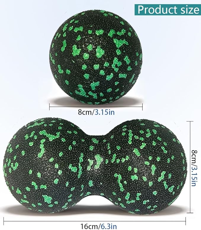 Set of 2 Peanut Massage Ball - Double Ball for Trigger Point Therapy, Myofascial Release, Deep Tissue Fitness Massage & Relax Tight Muscles, Trigger Point Massage Ball (Green)