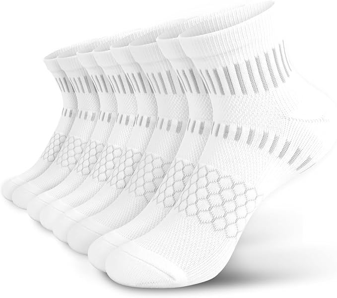 IRAMY Ankle Compression Socks for Men Women Cushioned Running Athletic Socks Plantar Fasciitis Relief 2/4/6 Pairs