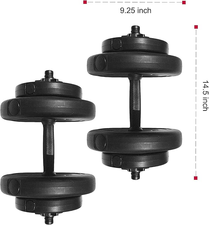 BalanceFrom 40 Pounds Vinyl Coated Dumbbell Set for Home Gym, Black – Cement Weight Plates with 14-Inch Contoured Handles and Collar Locks for Adjustable Strength Training Workouts