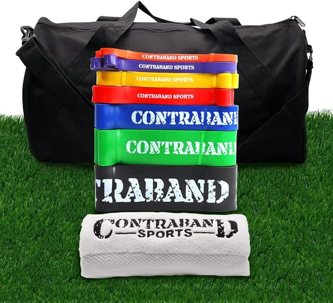 Contraband Sports 7419 41in Loop Elastic Resistance Bands, Weight Lifting Bands, Powerlifting Bands, Pullup Assistance Bands, and Yoga Stretch Bands - Perfect for Gym, Home, or Travel