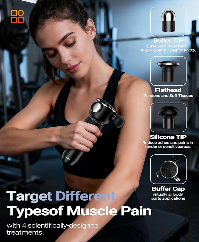 HYAKO R1 Deep Tissue Vibrating Muscle Massager - Therapy Back Massager for All Body Relief - Muscle Pain Relief and Fascial Binding - Trigger Point Therapy Massage Gun - Gifts for him