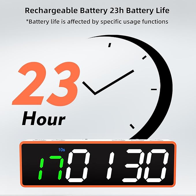 Mini Portable Gym Timer Clock, Large LED Digital Display Screen, Powerful Magnet, Powerful Battery, Count up/Down, Stopwatch, Exercise Interval Timer, Eight Fitness Modes, Suitable for Home and Gym