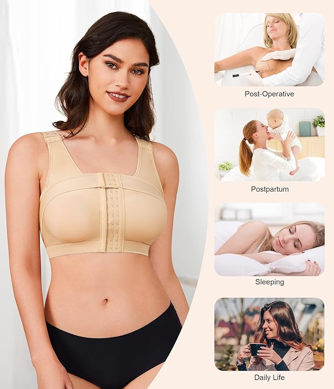 BRABIC Womens' Front Closure Post-Surgery Posture Corrector Bra Shaper Tops with Breast Support Band