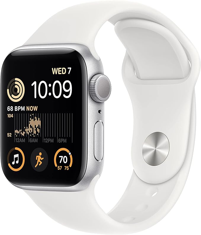 Apple Watch SE (2nd Gen) (GPS, 40mm) - Silver Aluminum Case with White Sport Band, S/M (Renewed)