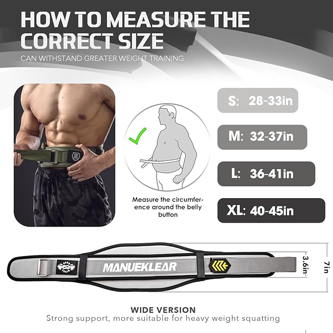 Weight Lifting Belt, Lifting Belts for Women Men,MANUEKLEAR Weightlifting Belt Quick Locking Back Support for Bodybuilding, Fitness, Powerlifting, Cross Training, Squats, Workout, Exercise