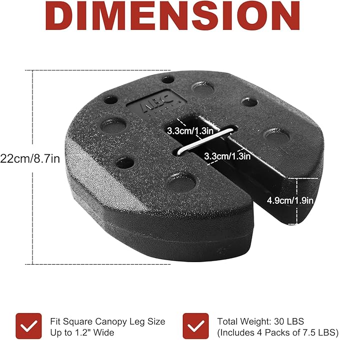 ABCCANOPY Easy Canopy Weights with Lock Design for Wind Resistance, No Sliding, Stably Secure Tents, Canopies, and Umbrellas at Outdoor Events, 4Pack (30LB)
