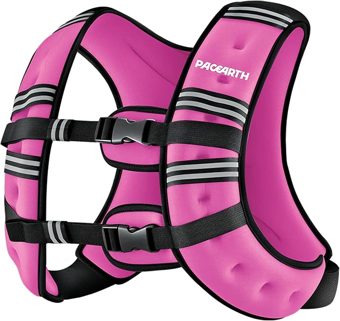 PACEARTH Weighted Vest,6lb/8lb/10lb/12lb/16lb/20lb/25lb/30lb Weight Vest with Reflective Stripe, Body Weight Vests for Women, Men, Weight Loss Workout, Strength Training, Running, Walking, Jogging