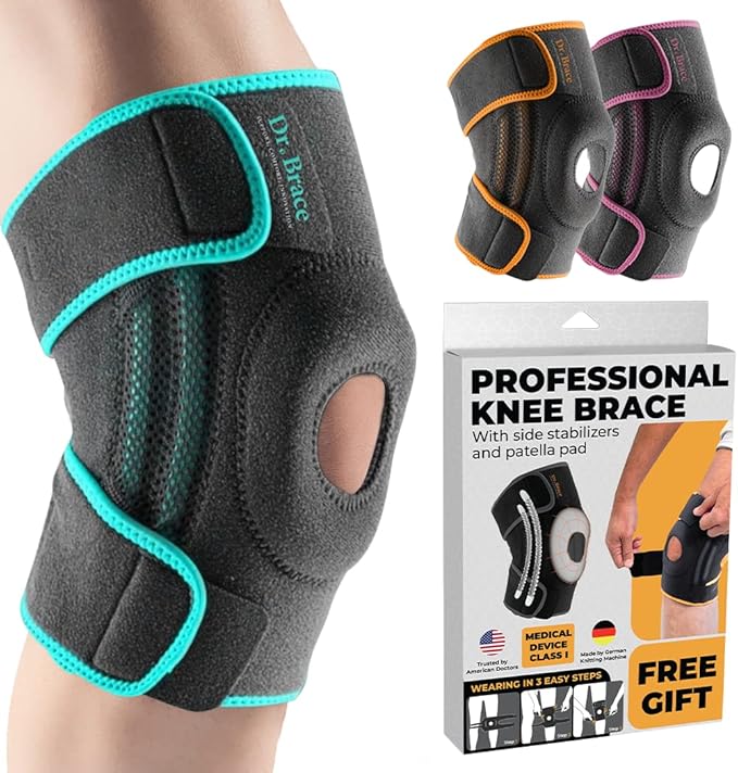 DR. BRACE ELITE Knee Brace with Side Stabilizers & Patella Gel Pads for Maximum Knee Pain Support and fast recovery for men and women-Please Check How To Size Video (Earth, X-Large)