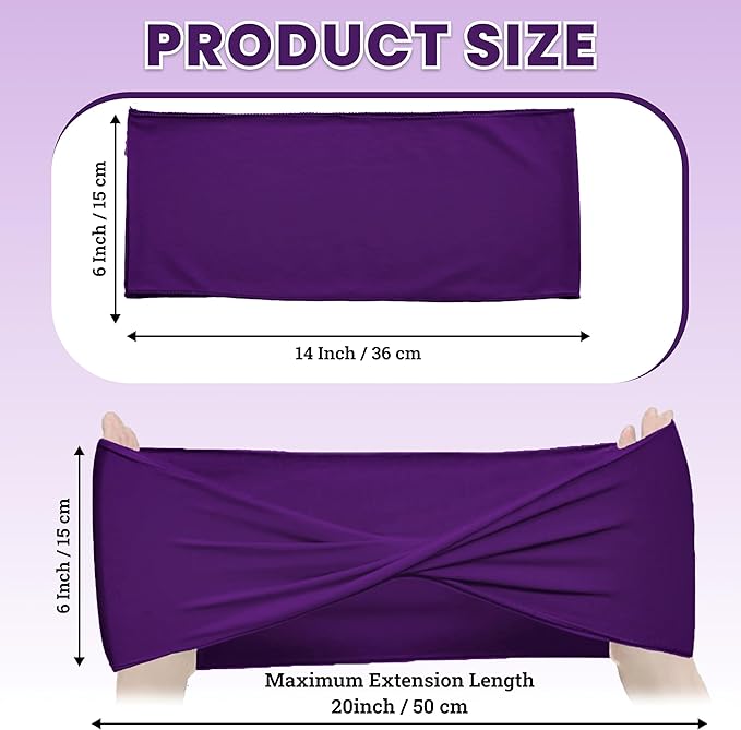 MDS Pack of 50 Spandex Chair Sashes Bows Elastic Stretch Dining Chair Bands Ties Without Slider Buckle Universal fits for Wedding Baby Shower Birthday Party Banquet Event Decoration - Purple