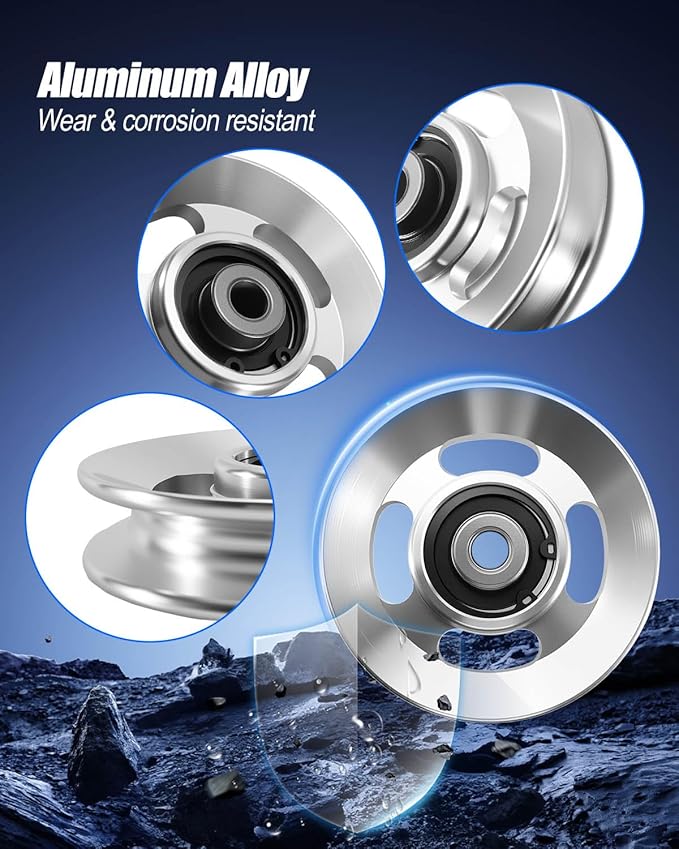 Aluminum Pulley Wheel for Gym Equipment, 90mm Bearing Pulley Wheel for Home Gyms, Power Racks, Cable Crossovers, and Functional Trainers, 6 Pack