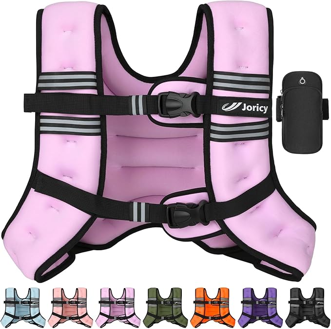 Weighted Vest Woman 5lb/8lb/10lb/12lb/15lb/20lb/25lb/30lb Weight Vest for Women Men, Rucking Vests with Reflective Stripe for Running Workout Walking Strength Training Weight Loss Fitness Weightlifting