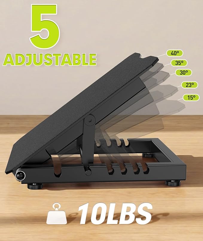 Steel Slant Board for Calf Stretching, 600lbs Capacity Incline Board with Full-Surface High-Grip Tape, 5-Level Adjustable Squat Wedge for Plantar Fasciitis, Home Gym & Physical Therapy
