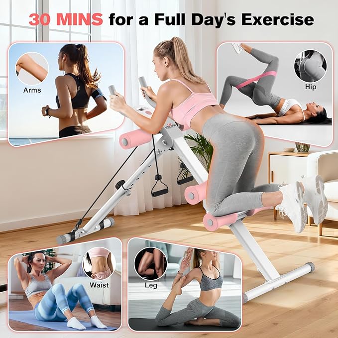 RELIFE REBUILD YOUR LIFE AB Workout Machine Adjustable Ab Trainer Machine Foldable Ab Cruncher Strength Training Equipment for Home Gym, Full Body Workout Equipment 440 LBS
