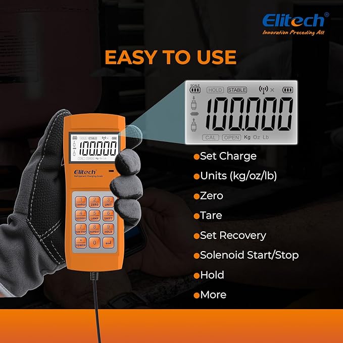 Elitech LMC-200A HVAC Refrigerant Charging Scale Freon Scale 330lbs Weight with Anti-Collision Corner