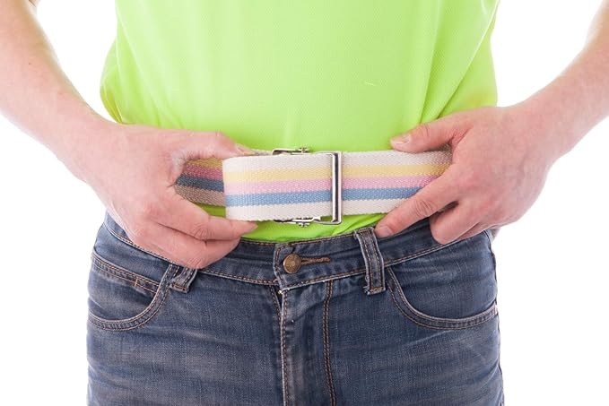 COW&COW Transfer and Gait Belt 72inch with Metal Buckle - Transfer Walking and Standing Assist Aid for Caregiver Nurse Therapist 2 inches(Pastel Stripe)