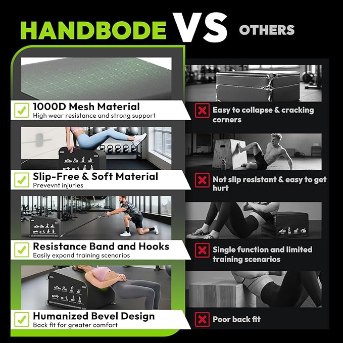HANDBODE Hip Thrust Bench, Multi-Functional Slip-Free Hip Thrust Machine for Glute Bridge, Box Jump, Push-Ups, Squat, Ab Exercise, Suitable for Home & Gym