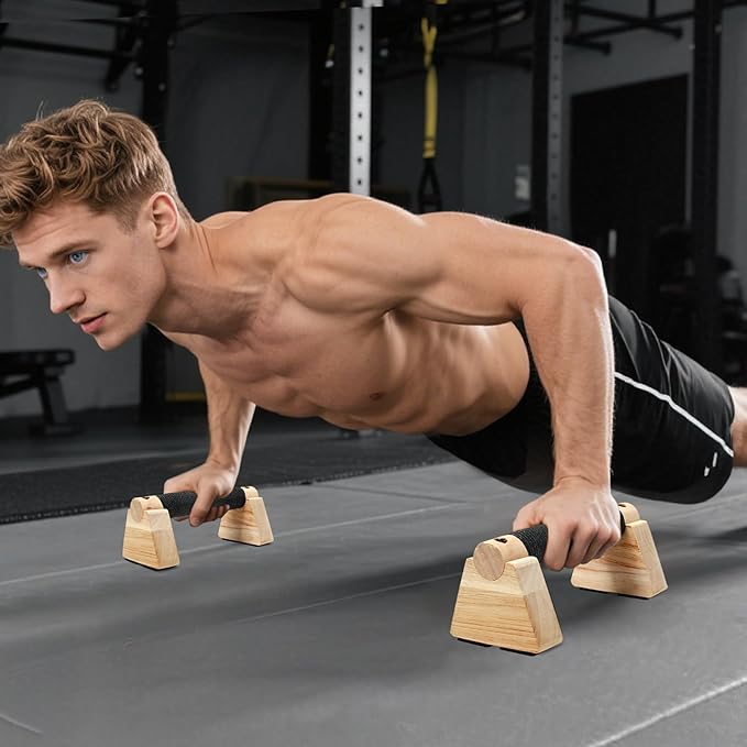 Parallettes Bars for Handstands and Push-ups – Durable Training Equipment for Core Strength, Balance, Dips, and Calisthenics – Includes 2 Sets of Anti-Slip Mats and Straps