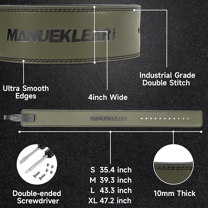 MANUEKLEAR 10mm Thick & 4inch Wide Weight Lifting Belt Lever, Lever Belt Weightlifting for Men and Women, Powerlifting Lever Gym Belt for Squat Deadlift Workout