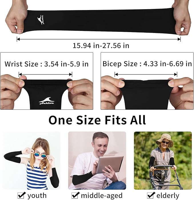 Achiou Cooling Ice Silk Arm Sleeves, Summer UV Sun Protection Compression Sleeves UPF 50+ for Women Volleyball Youth Sports