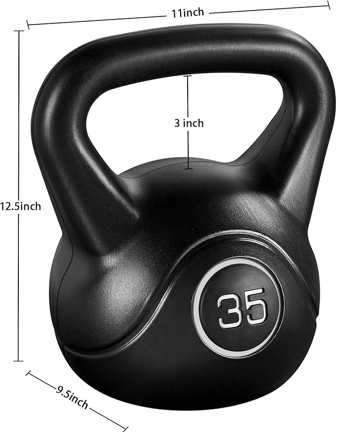 Yaheetech 35lbs Kettlebell Weights, Men & Women Home Gym Kettle Bell Exercise & Fitness Equipment w/Wide Flat Base & Textured Grip for Strength Training