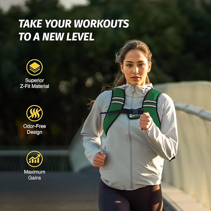 ZELUS Weighted Vest, Washable Z-Fit Soft Iron Weighted Vest for Women and Men, 5/10/15 lb Weight Vest with Reflective Strips & Adjustable Straps, Ultra Thin Weight Vest for Gym Strength Training