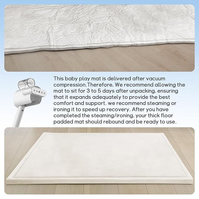 Baby Play Mat for Floor Nursery Rug Muscle Mat Area Rug Playroom Rug 79"x138" Playpen Mat Memory Foam 1.3" Thick Crawling Mat for Babies,Toddlers, Infants, Kids,Cream