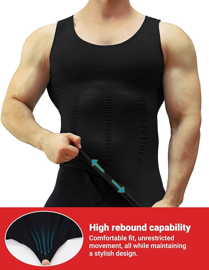 MEETYOO 1/2/3 Pack Men's Shaper Slimming Tank Top Athletic Compression Shirt with Sleeveless Undershirts for Men