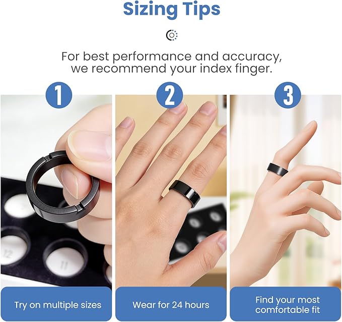 RQZ Smart Ring for Women Men, Fitness Tracker with Heart Rate Tracking, Sleep Tracking, Step Counter, Vibration Alert, 5ATM Waterproof, iOS Android Compatible, Gold Size 7