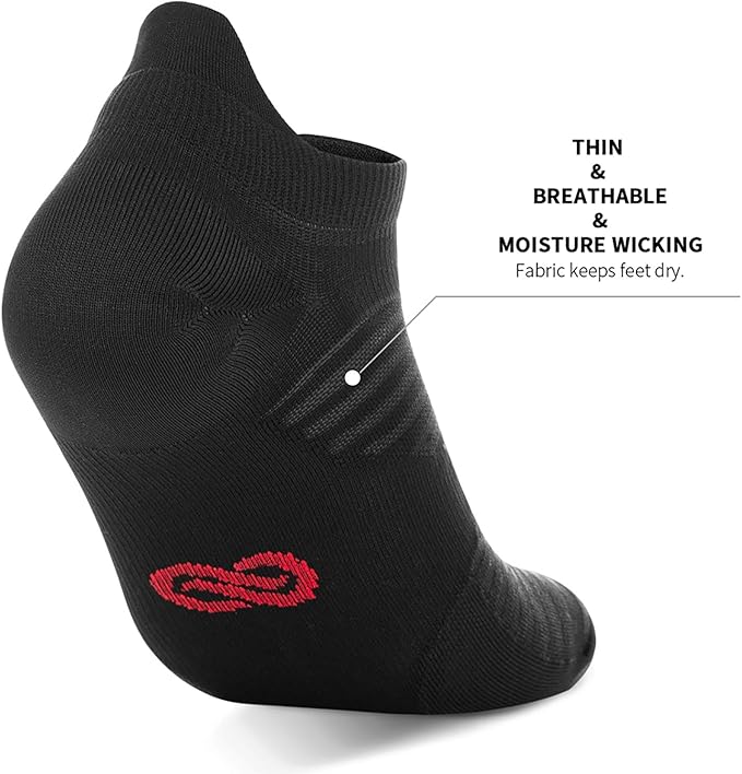 Compression Running Ankle Socks (6 Pairs) for Men & Women, Running Socks With Arch Support
