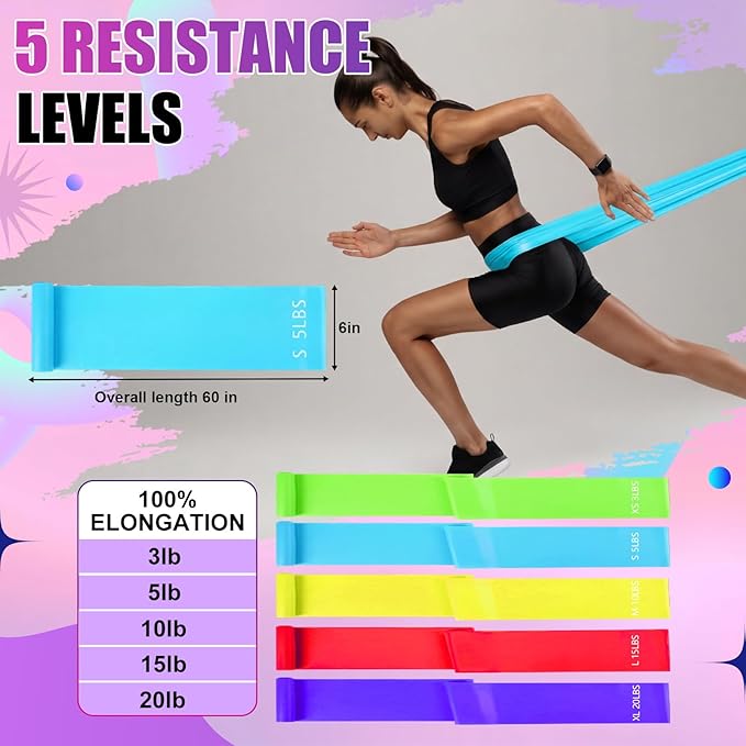 Duraaamo Resistance Bands Set, Long and Fabric Loop Bands for Working Out Exercise Stretching & Physical Therapy – Booty, Glute, Mini & Ankle for Home, Gym, Travel & Rehab
