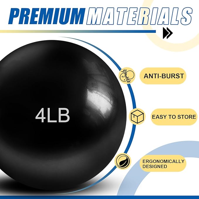 Halloscume 4 Pcs 2lb 3lb 4lb Weighted Toning Balls for Exercise, Innovations Soft Medicine Balls for Exercise, Pilates, Yoga, Balance, Flexibility