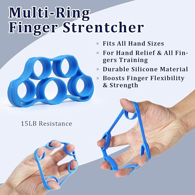 CYFIE Grip Strength Trainer Kit with Adjustable Resistance 10 - 132 Lbs, Forearm Exerciser, Finger Stretcher, Stress Ball, Forearm Strengthener for Workout wuth Storage Bag, Muscle Building and Recovery