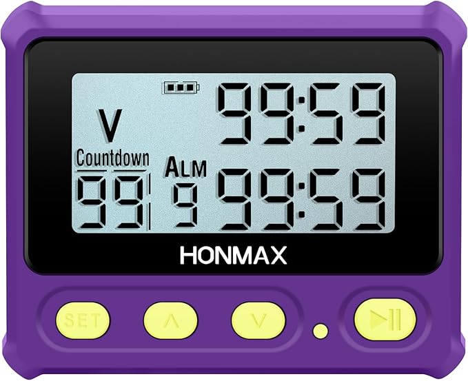 8200 Interval Timer, Stopwatch with Backlight, USB-C Rechargeable Clock (Purple)