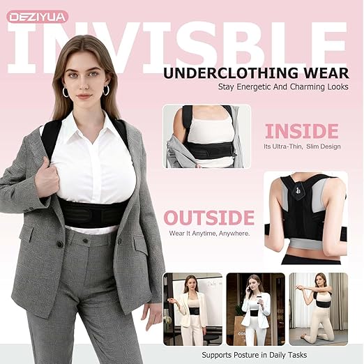 Posture Corrector Back Brace for Women and Men, Shoulder Straightener, Adjustable Back Support Brace, Back Pain Relief – Slouching, Scoliosis, Hunchback, Hump, Thoracic, Spine Alignment – with Adjustable Shoulder Straps, Posture Support. Posture Correc...