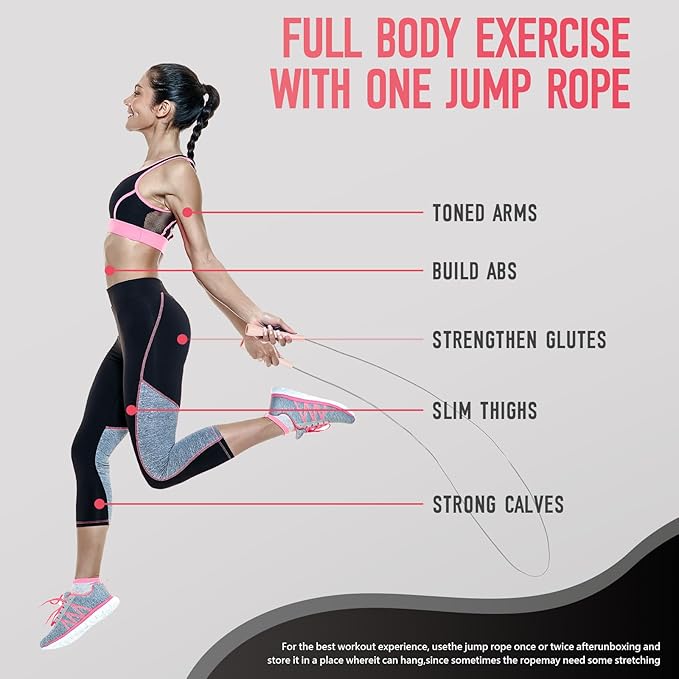 2 Pack Jump Rope for Kids, Lightweight Adjustable Jump Rope for Fitness, Tangle-Free Skipping Rope Speed Jumping Rope for Women Men, 2-Color