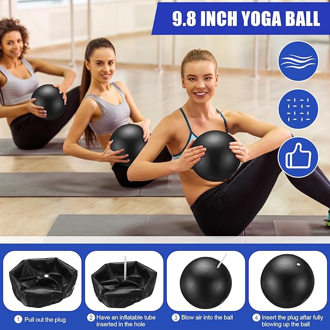 Silipull 10 Pcs Pilates Ring Blocks Set for Women Home Yoga Equipment Accessories Pilates Ring Circle and Ball Workouts Gift Include Ball Yoga Circle Resistance Bands Block Straps Gym Bag
