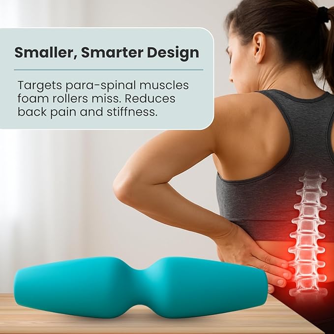 Foam Back Roller for Back Pain Relief – Upgraded 100% Flexible Silicone that Wraps Around the Spine, Softer Than Hard Foam Rollers, but Firm Enough for Deep Muscle Relief