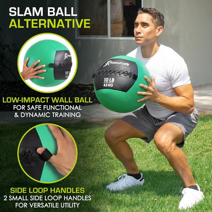 ProSource Soft Medicine Balls for CrossFit Wall Ball and Full Body Dynamic Exercises, Color-Coded Weights: 6, 8, 10, 14, 20, 25 lb.