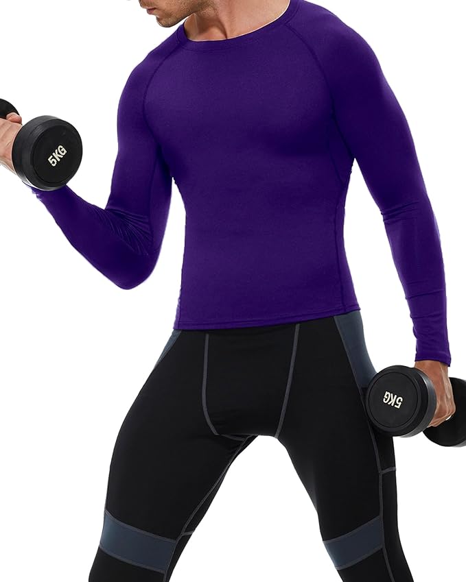 SPVISE 1 or 3 Pack Men's Compression Shirts Long Sleeve Workout Gym T-Shirt Running Top Cool Dry Sports Baselayer Undershirts