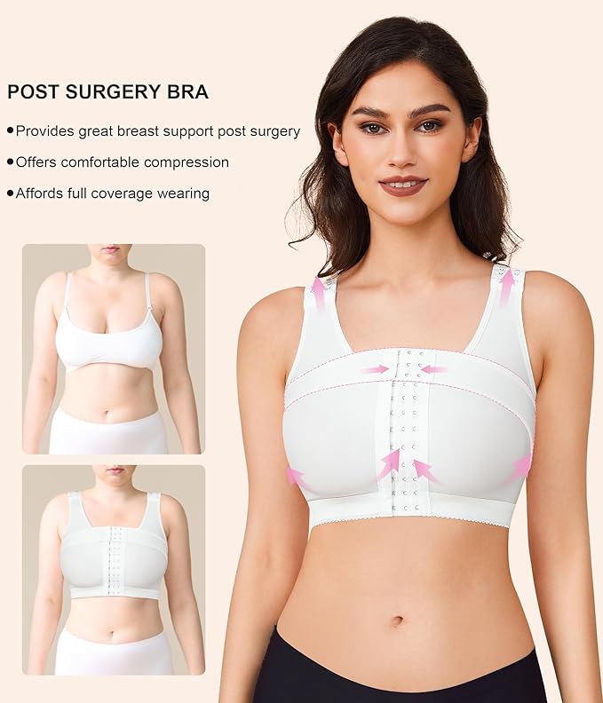 BRABIC Womens' Front Closure Post-Surgery Posture Corrector Bra Shaper Tops with Breast Support Band