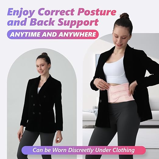 Posture Corrector for Women and Men, Adjustable Shoulder Straightener with Full Back Support, Relief for Lower & Upper Back Pain, Spine, Scoliosis Relief (Pink, Large)